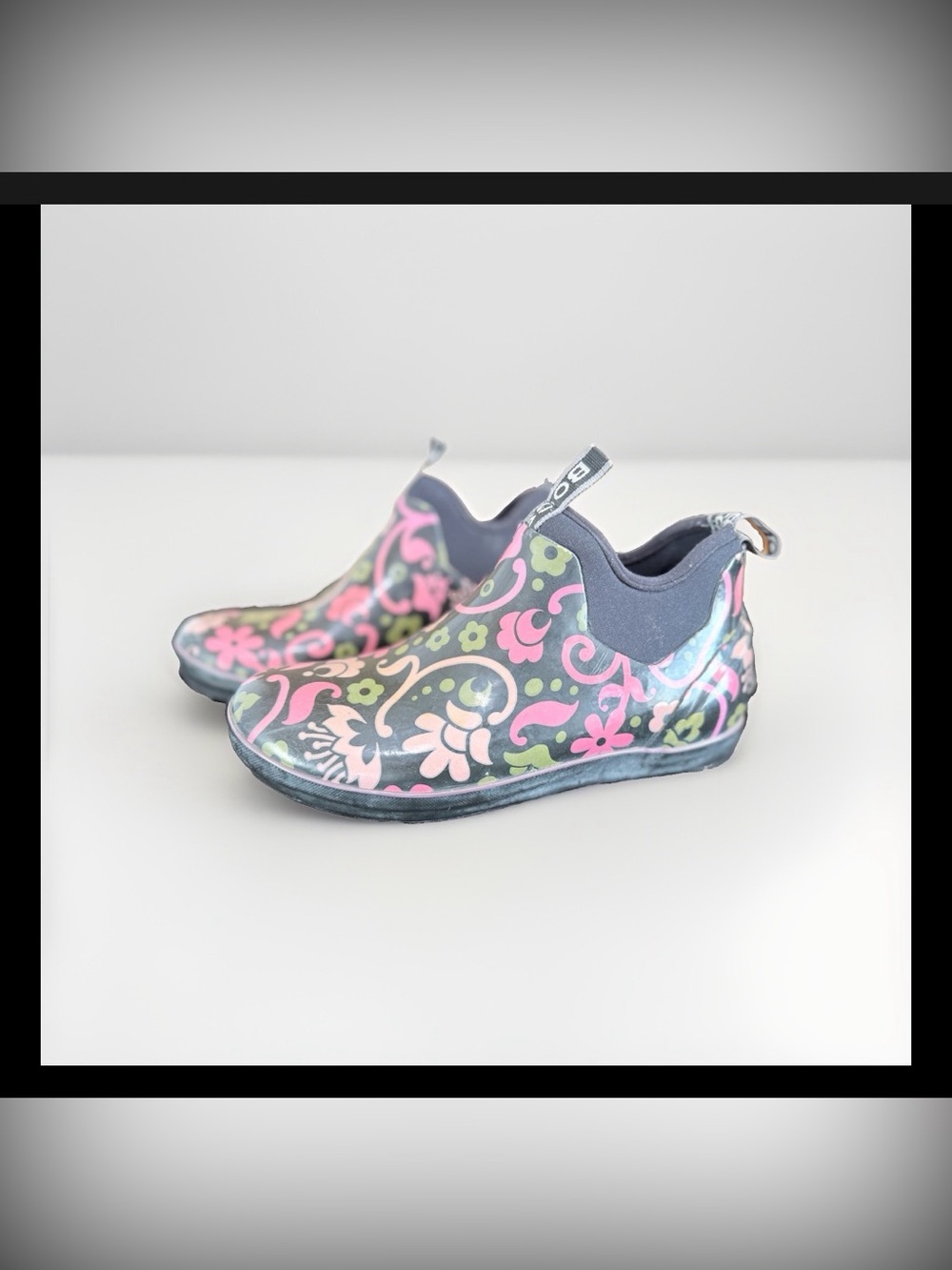 BOGS Mattie Corsage Women's Floral Ankle Rain Boots Pull-On Non-Slip US 9